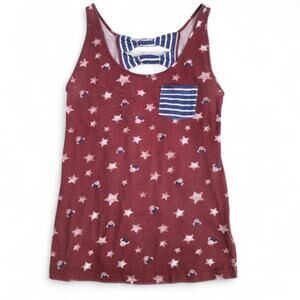Disney Women's Patriotic American Flag Stars & Stripe Minnie Mouse Tank